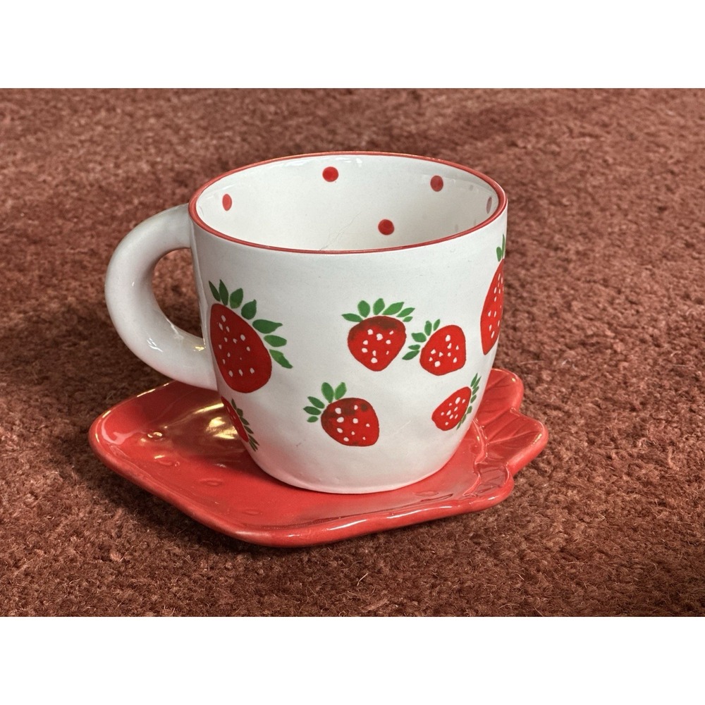 Sheffield Home Strawberry Coffee Cup Mug‎ And Matching Saucer